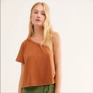 NWOT Free People Aubrey Tee one shoulder size S